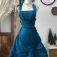 Elegant Halter Sleeveless Gathers Stretch Satin A Line Dress Homecoming Dress Prom Dress  D1753