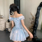 Seaside Lace Square Neckline Ruffle Floral Mini Ball Gown Sweet 16 Dress Homecoming Dress D1755