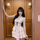 Cute V-neck lace Tiered Ruffle Mini Sweet 16 Dress Birthday Outfits Homecoming Dress D1757