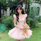 Cute Square Neckline Pleated Cascade Bubble Short Prom Dress Homecoming Dress Quinceanera DressD1758