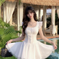Cute Square Neckline Pleated Cascade Bubble Short Prom Dress Homecoming Dress Quinceanera DressD1758