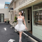 Elegant Spaghetti Straps Sleeveless Tiered Lace Ballet Skirt Homecoming Dress with Handmade Flower D1759