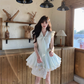 Pretty V-neck Lace-up Sleeveless Lace Tiered Pleated Homecoming Dress Party Dress D1760