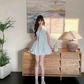 Pretty V-neck Lace-up Sleeveless Lace Tiered Pleated Homecoming Dress Party Dress D1760