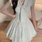 Pretty V-neck Lace-up Sleeveless Lace Tiered Pleated Homecoming Dress Party Dress D1760