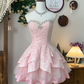 Gorgeous Sweetheart Swarovski Crystal Lace Tiered Flouncing Short Prom Dress Quinceanera Dress D1761