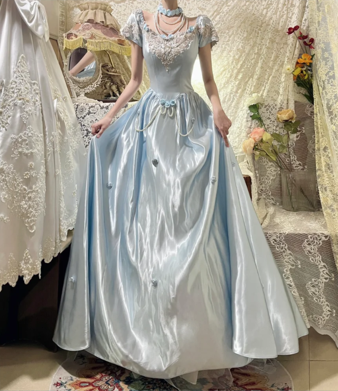Gorgeous Short Sleeve Bateall Pearl Pleated  Sweet 16 Prom Dress Quinceanera Dress with Handmade flower D1762