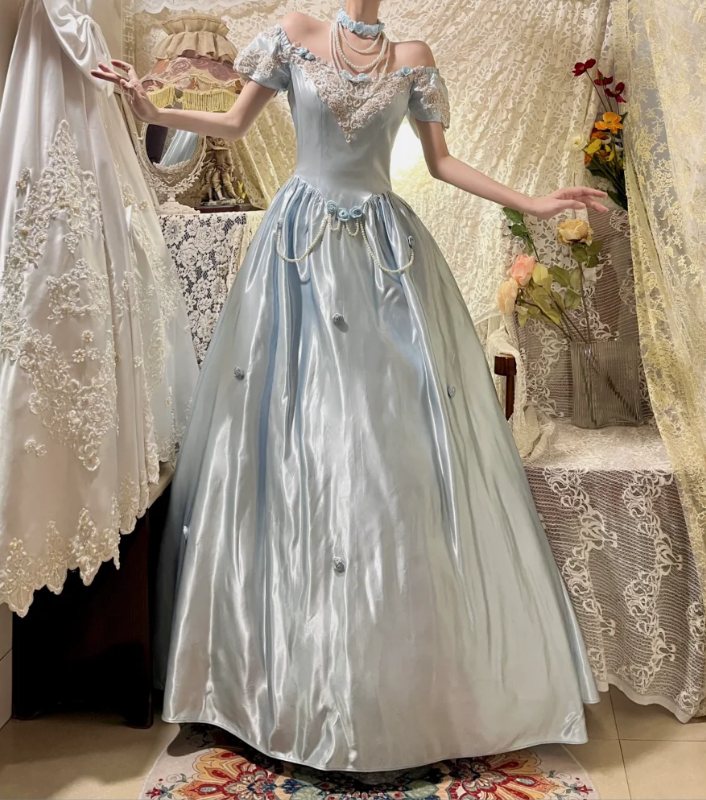 Gorgeous Short Sleeve Bateall Pearl Pleated  Sweet 16 Prom Dress Quinceanera Dress with Handmade flower D1762