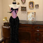 Shiny Strapless Sweetheart Neckline Sheath Mermaid Prom Dress Evening Dress with Bowknot D1766