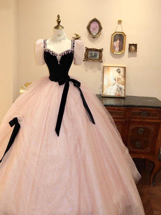 Elegant Square Neckline Swarovski Crystal Lace-up Cascade Ball Gown Princess Dress Quinceanera Dress D1768