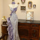 Pretty Sweetheart Neckline Sheath Mermaid Handmade Rose Ruffle Prom Dress Wedding Dress Celebrity Dress  D1772
