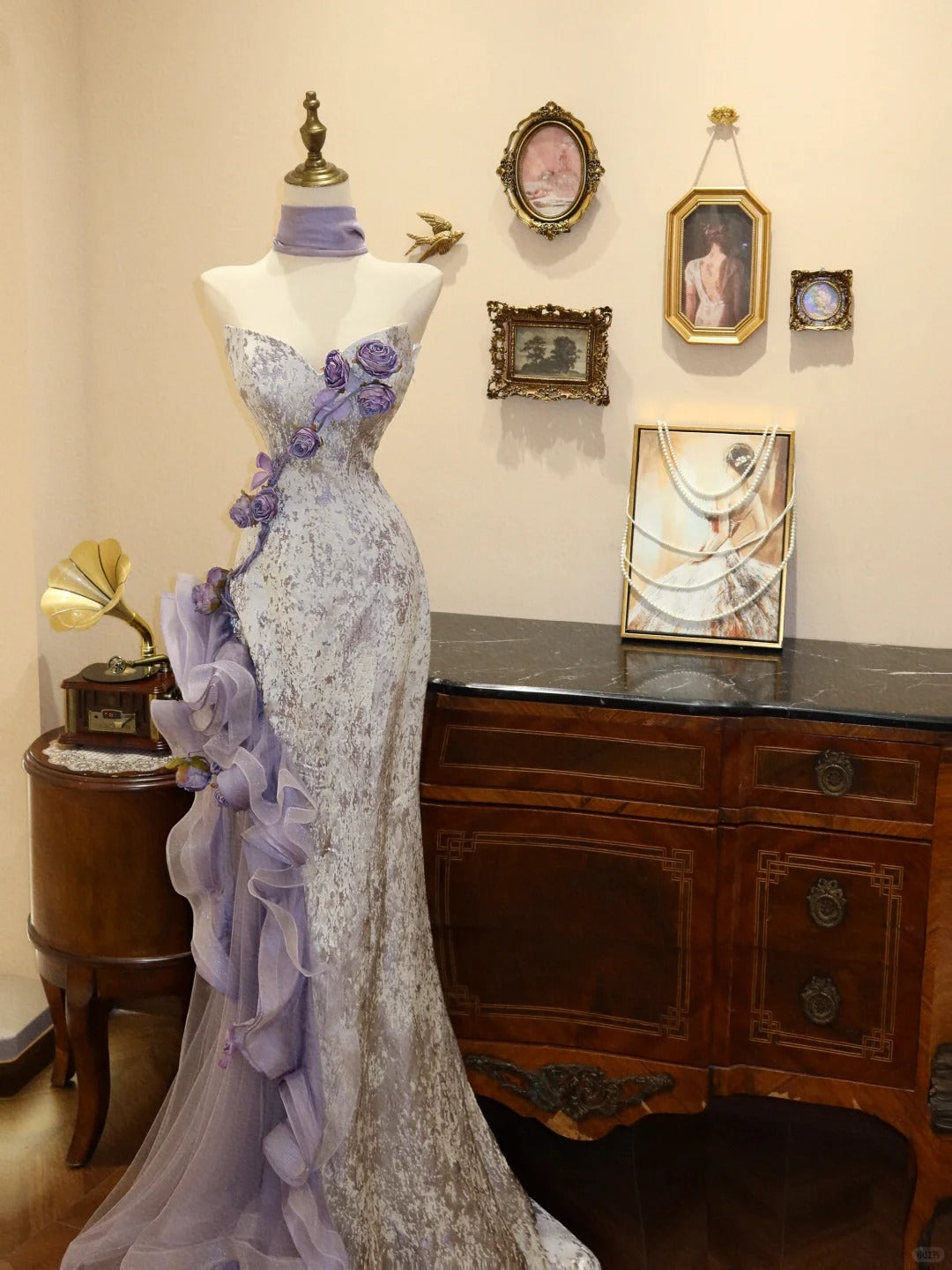 Pretty Sweetheart Neckline Sheath Mermaid Handmade Rose Ruffle Prom Dress Wedding Dress Celebrity Dress  D1772