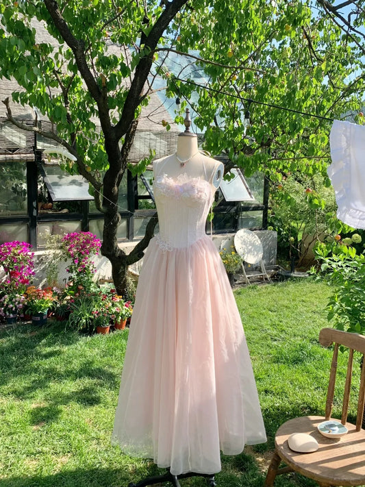 Pretty A Line Spaghetti Straps Flower Long Dress Birthday Outfits Sweet 16 Homecoming Dress D1777