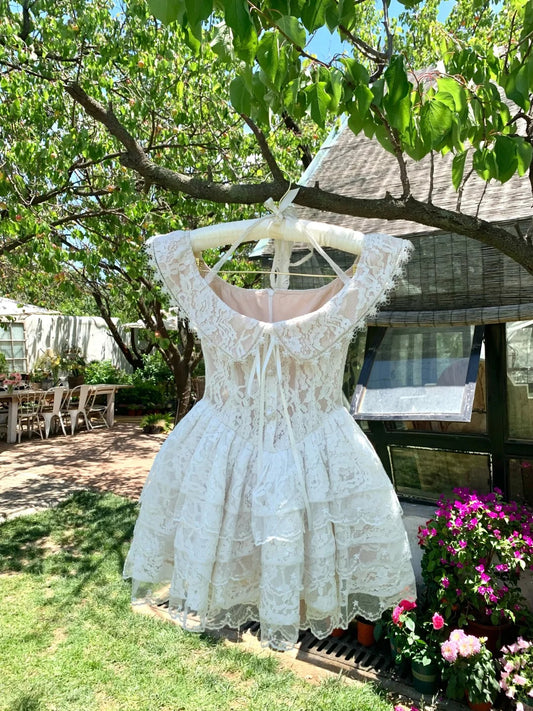 Cute Sleeveless Lace Fold Tiered Short Prom Dress Homecoming Dress Sweet 16 Dress  D1779