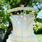 Pretty Bateau Sleeveless A  Line Feather Flower Tiered Tulle Long Homecoming Dress Birthday Outfits   D1780