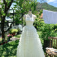 Pretty Bateau Sleeveless A  Line Feather Flower Tiered Tulle Long Homecoming Dress Birthday Outfits   D1780