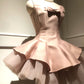 Sweet Straps Crew Neck Tiered Ruffle Short outfits Ball Gown Homecoming Dress with Bowknot   D1783