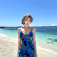 Sexy Seaside Spaghetti Straps Soutache Ruffle Short Outfits Dress Women Dress Summer Dress D1786