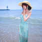 Sexy Seaside Spaghetti Straps Lace Tulle Sheath Long Dress Birthday Party Dress Women Dress Summer Dress D1788