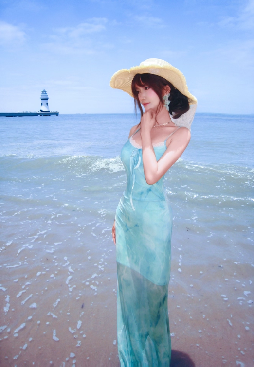 Sexy Seaside Spaghetti Straps Lace Tulle Sheath Long Dress Birthday Party Dress Women Dress Summer Dress D1788