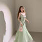 Seaside Vacation Spaghetti Straps Handmade Flower Tulle Mermaid Long Skirt Quinceanera Dress Women Dress Summer Dress D1792