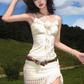 Summer Seaside Irrugualr Spaghetti Straps Flower Ruffle Skirt Party Dress Women Dress Summer Dress  D1795