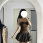 Sexy Sweetheart Neckline Leopard print Pleated Birthday Party Dress Short Outfits Dress Cocktail Dress   D1797