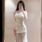 Sweet One Shoulder Flower Pleated Tulle Skirt Party Dress Prom Dress Women Dress Summer Dress D1799