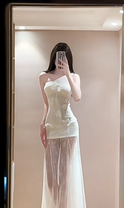 Sweet One Shoulder Flower Pleated Tulle Skirt Party Dress Prom Dress Women Dress Summer Dress D1799