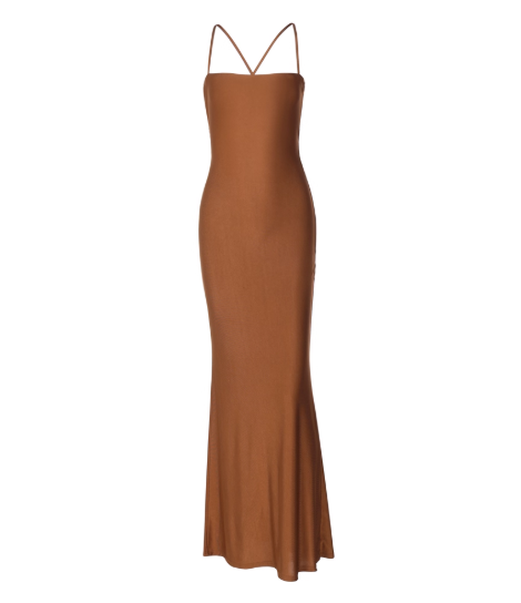 Sexy Spaghetti Straps Sheath Backless Dress Lace-up Waist Floor Length Women Dress Summer Dress D1809