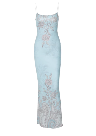 Sexy Spaghetti Straps Printed Suspender Dress Sheath elastic slim fit Ankle-Length Skirt Seaside Women Dress Summer Dress D1810