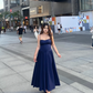 Sexy Spaghetti Straps A Line Pleated Women Dress Summer Seaside Dress D1811
