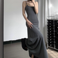 Newest Sexy Spaghetti Straps A Line Ankle Length Seaside  Dating Dress Summer Dress  D1813