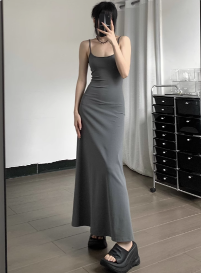 Newest Sexy Spaghetti Straps A Line Ankle Length Seaside  Dating Dress Summer Dress  D1813