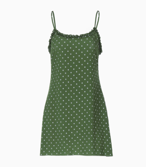Fashion A Line Spaghetti Straps Ruffled Polka Dot Print Zipper Short Skirt Summer Dress Women Dress  D1814