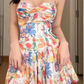Sweet A Line Spaghetti Straps Printing Tulle Short Summer Seaside Dress Vacation Dress Women Dress  D1816