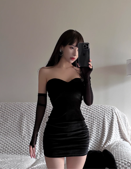 Sexy Black Sweetheart Neckline Short Sheath Skirt Summer Dress Party Dress Women Dress  D1820