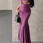 Pretty Short Sleeve Sheath Fold Ankle Length Mermaid Dress Summer Dress Party Dress Women Dress  D1821
