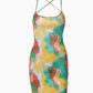 Colorful Spaghetti Straps Backless Sheath Mini Dress Summer Seaside Dress Women Dress Dating Dress  D1822
