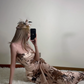 Fashion Spaghetti Straps Backless Priting Ankle Length Skirt Summer Dress Party Dress Women Dress D1825