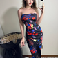 Sexy Strapless Priting Tassel Halter Long Skirt Party Dress Summer Dress Women Dress D1826