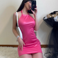 Sweet Halter Sheath Backless Mini Skirt Summer Seaside Dress Party Dress Women Dress D1827