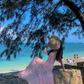 Elegant Spaghetti Straps Lace Tulle Ankle Length Skirt Summer Seaside Dress Party Dress Women Dating Dress D1829