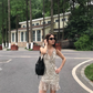 Seaside V-neck Halter Leopard Print Short Skirt Summer Dress Women Dress with Asymmetrical Hem D1832