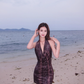 Vintage Halter V-neck Backless Print Sheath Stretch Dress Summer Dress Party Dress Women Dating Dress  D1834