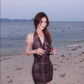 Vintage Halter V-neck Backless Print Sheath Stretch Dress Summer Dress Party Dress Women Dating Dress  D1834