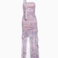Sexy Halter Print Irregular Ruffles Pleated Slim waist Hi-Lo Dress Summer Dress Party Dating Dress Women Dress  D1836