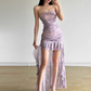 Sexy Halter Print Irregular Ruffles Pleated Slim waist Hi-Lo Dress Summer Dress Party Dating Dress Women Dress  D1836