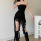 Sweet Cool Girl Strapless Irregular Ruffle Pleated Mesh Dress Dating Dress Summer Dress Women Dress  D1837