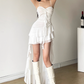 Minimalist Hi-Lo Spaghetti Straps Pleated Asymmetric Ruffle Hem Casual Chic Dress Dating Dress Summer Dress  D1839
